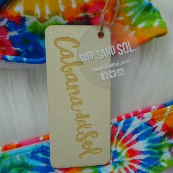 Cabana Del Sol Tie-Dye Swimwear 2-Piece Set Bikini Top & Bottoms NWT M - Picture 7 of 8